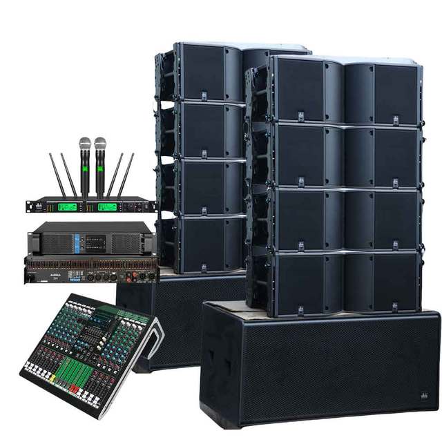 DBK K3 LS218 Dual 18" Passive Subwoofers + 12" 2-Way Line Array Speaker 2000W Peak Portable Professional PA System for Concert