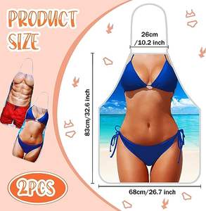 <span class=keywords><strong>Delantal</strong></span> de Parejas de Cocina Creativa para Barbacoa Divertida en 3D con Lazos Ajustables EN LA Cintura Musculoso Hombre <span class=keywords><strong>Bikini</strong></span> Chica <span class=keywords><strong>Delantal</strong></span> Sexy Cena de Navidad Fiesta - Product Image 2