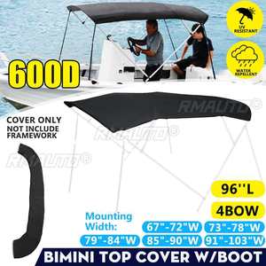 4 Bow Bimini Top Canvas <b>Cover</b> 600D Waterproof Anti-UV Protection Roof Canopy W/<b>Boot</b> <b>Cover</b> Storage for V-Hull Jon Boats - Product Image 1