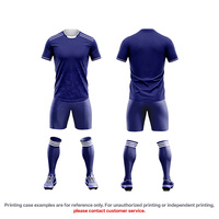 Seragam Sepak Bola Dewasa Unisex Custom, Set Olahraga Lengan Pendek Bahan Polyester Fiber Cepat Kering dengan Cetakan Heat-Transfer untuk Musim Panas