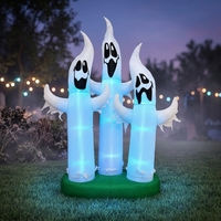 Trois mains de fantôme gonflables lumineuses pour Halloween, idéales pour la décoration extérieure de jardin, de cour, de fête d'horreur, ou comme modèle d'exposition de festival