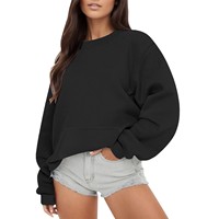 Éclatement couleur unie col rond Plus velours femmes hiver nouveau pull ample en gros