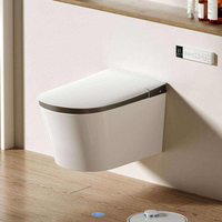 Siège de toilette intelligent mural de style moderne avec bidet intégré, chasse d'eau automatique, toilettes électriques intelligentes murales