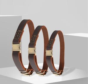 Hakiki İnek Derisi Evcil Hayvan Tasması, İşlemeli Dikişler ve Özelleştirilebilir Gravür ile - Product Image 5