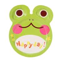 Assiettes en papier jetables en forme de grenouille verte - Écologiques et sans danger pour les aliments Vaisselle à thème animal pour enfants pour un usage domestique