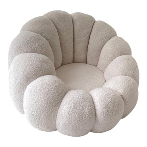 Modern <strong>Boucle</strong> Petal Shape Lazy Chair Single Round <strong>Bean</strong> <strong>Bag</strong> Accent Chair for Living Room Hotel - Product Image 1