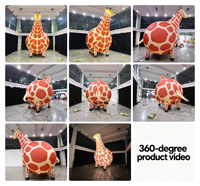 Girafe gonflable géante publicitaire de 5 m avec visage amusant, en tissu Oxford, motif animal de dessin animé