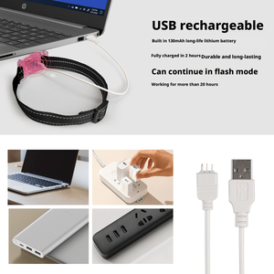 طوق مضيء متعدد الألوان للقطط والكلاب، قابل لإعادة الشحن عبر USB، مقاوم للماء، مصنوع من النايلون، مضاد للضياع، قابل للتخصيص - Product Image 6