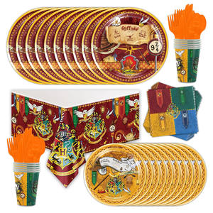 Assiettes et serviettes magiques de sorcier, fournitures de fête, garçons, filles, sorcière, sorcier, école de magie, joyeux <span class=keywords><strong>anniversaire</strong></span>, ensemble de vaisselle, décorations de table - Product Image 1