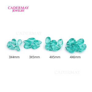 Cadermay Jewelry Paraiba Blue Pear Cut Zircon Loose Stone 3x4mm 3x5mm 4x5mm 4x6mm For Jewelry Making - Product Image 1