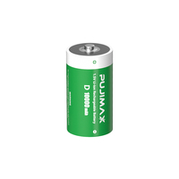 Batterie lithium-ion cylindrique rechargeable de grande capacité PUJIMAX taille D 1,5 V, lot de 4 piles D, chargeur de piles pour appareil photo
