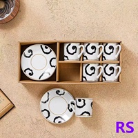 Ensemble de tasses à thé en céramique très vendu, style turc, ensemble de tasses à thé de luxe, ensemble de tasses et soucoupes personnalisées avec décalcomanie
