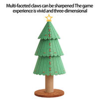 Poteau à gratter et lit pour chat de luxe en forme de sapin de Noël avec matériau en feutre pour usage intérieur