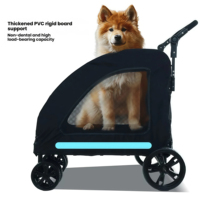 Poussette pour animaux de compagnie Wagon, pour chien et chat, grande et moyenne taille, en acier haute teneur en carbone, avec fenêtre en maille Oxford, pliable, frein réglable, 80x60x103cm, noir