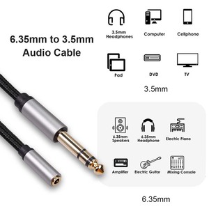6.35mm כדי 3.5mm כבל אודיו עבור מגברי גיטרה מקלדת פסנתר <span class=keywords><strong>1</strong></span>/<span class=keywords><strong>4</strong></span> זכר <span class=keywords><strong>1</strong></span>/8 נקבה לאוזניות סטריאו מתאם כבל - Product Image 4