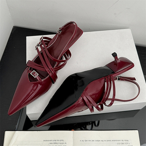 2025 New Patent Leather Black <b>White</b> Stiletto Custom High <b>Heels</b> Sandals Zapatos De Mujer - Product Image 2