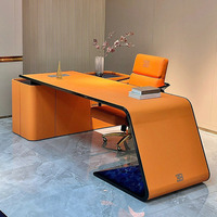 Bureau de direction en L de luxe au design italien haut de gamme, table d'ordinateur ergonomique moderne pour PDG et managers, idéal pour la maison et la villa
