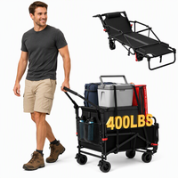Chariot pliable robuste, capacité de charge de 400 lb, chariot pliable portable pour le camping, la pêche, la plage, OEM disponible
