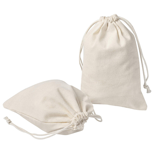 Grande borsa con coulisse in tessuto di mussola 100% organico naturale stampata su misura piccola borsa in mussola di cotone sfuso con Logo - Product Image 6