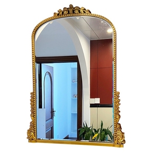 Retro dekoratif klasik kemer lüks ev dekorasyonu Vintage banyo duvar asılı dekorasyon altın siyah duvar LED çerçeveli ayna