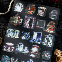 20 autocollants par paquet, série Nocturne, autocollants décoratifs de style gothique avec un thème architectural sombre