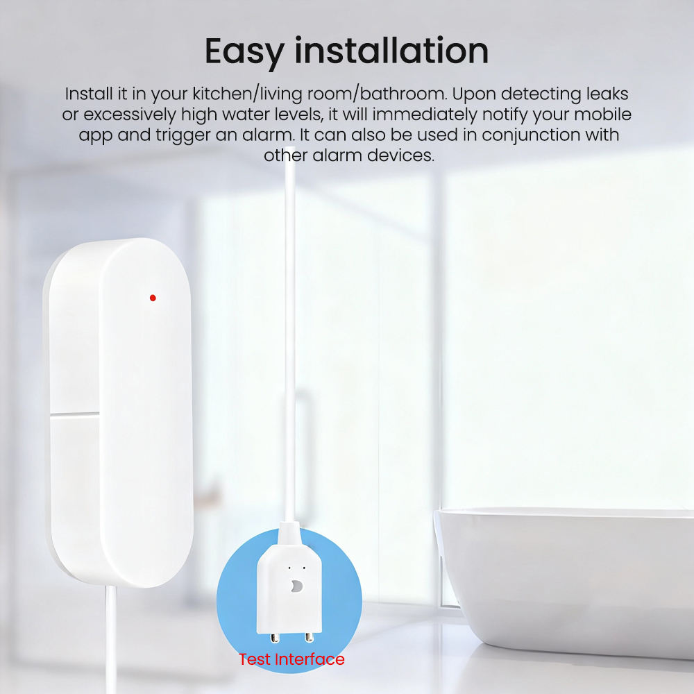 HONPNK ZigBee Wireless Water Immersion Alarm Leak Detection Sensor Smart WiFi Water Immersion Alarm Full Water Level Alarm