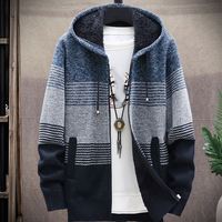 Nouveau chaud épaissi couleur correspondant décontracté à manches longues lâche coréen à capuche Cardigan vêtements hommes