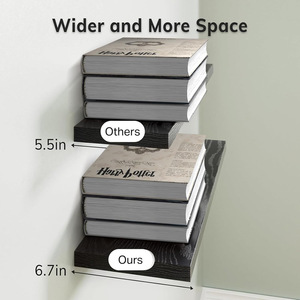 <b>Wall</b> <b>Mounted</b> Wooden <b>Shelf</b> 3 Tier Rectangle Durable Multipurpose Storage For Kitchen Bedroom Living Room - Product Image 3