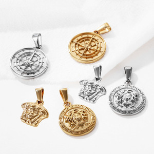 Colgante Vintage Chapado en oro de 18k, rosa, flor, León, búho, Atenea, diosa, moneda romana, griega, Zeus espartano, gratis - Product Image 2