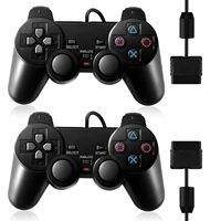 Paket 2 Kontroler PS2 Joystick Berkabel PS2/PS2 Slim/PS1 |   Getaran Ganda Sinyal Stabil Tinggi Hitam