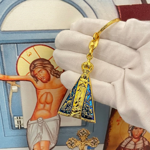 Nuevo llavero de aleación de Zinc Virgen María con esmalte azul colgante religioso católico llavero regalo de joyería cristiana para creyentes - Product Image 3