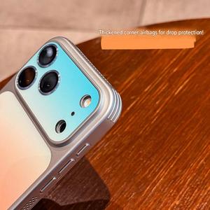Nouvelle coque de téléphone en cuir PU dégradé pour iPhone 17 13 14 15 16 Pro Max avec film de protection d'objectif HD, bouton tactile et coque arrière antichoc - Product Image 4
