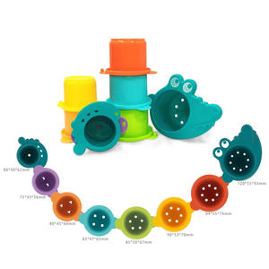 Juguetes de Baño para Bebés, Vasos Apilables con Forma de Cocodrilo, Juego de Apilamiento para Niños, Juguete Educativo Temprano - Product Image 3
