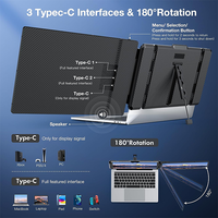 Moniteur LCD portable IPS 14 pouces USB-C avec double haut-parleur, 1080P, extension d'écran facile à connecter, pour PC, jeux PS5, écran supplémentaire pour ordinateur portable