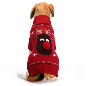 <span class=keywords><strong>Pull</strong></span> ajusté pour <span class=keywords><strong>chien</strong></span> et chat, motif faon nez rouge, 100 % coton écologique, imprimé mignon, collection Hiver 2026 - Product Image 6