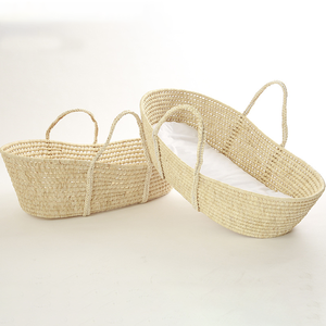 Fábrica al por mayor portátil bebé Moisés cesta tejida maíz cáscara niños cunas reclinables escuela comedor uso al aire libre tejido a mano - Product Image 3