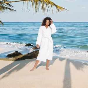 Peignoir de bain luxueux en coton jacquard 100 %, chaud, élégant, décontracté, absorbant, longueur genou - Product Image 3