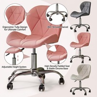 Chaise de bar sans accoudoirs Tulip, géométrique, matelassée, chromée, avec roulettes à 5 branches, réglable en hauteur, pivotante à 360°, pour la maison, le bureau et l'étude