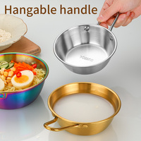 Bol à riz et vin en or de style coréen pour sauce d'assaisonnement bol à soupe de randonnée bol à tremper en acier inoxydable 304 avec poignée