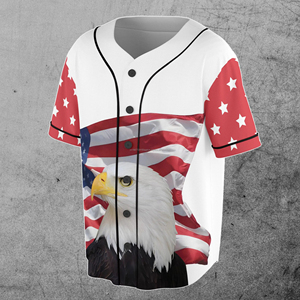 Aigle patriotique personnalisé drapeau américain maillot de Baseball personnalisé équipe Club drapeau motif tendance rue vêtements de sport maillot - Product Image 2
