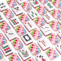 Tuiles de Mahjong Américaines à Succès – 166 Tuiles Acryliques à Motifs Roses – Ensemble de Tuiles de Mahjong pour Fêtes à Domicile, Voyages et Jeux de Table Domino