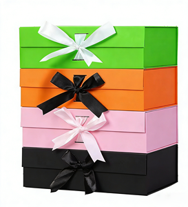 Luxury <b>Large</b> Cardboard Paper Garment Clothing <b>Gift</b> Packaging <b>Box</b> with Ribbon Closure Custom - Product Image 1