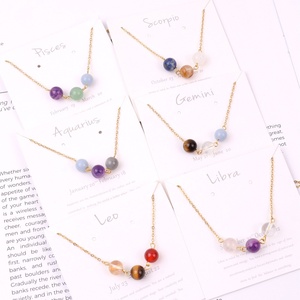 Venta caliente Kindfull Natural Lucky Gemstone Cornalina Rosa Cuarzo Cristal Zodiaco Collar Conjunto <span class=keywords><strong>para</strong></span> regalo curativo - Product Image 1