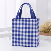 Sac fourre-tout à carreaux de capacité moyenne en tissu imperméable avec doublure TC, taille personnalisable pour les trajets quotidiens et comme sac à lunch