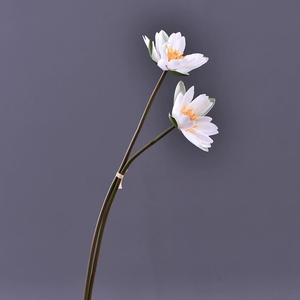 LO-525 Vente en gros 60cm 2 tiges Bouquet de nénuphars artificiels en fleurs de lotus pour la décoration de la maison et des mariages - Product Image 3