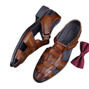 Men's Genuine Leather Heeled Outdoor <b>Sandals</b> Solid Pattern Breathable Anti-Slip for Winter & Summer - Product Image 2
