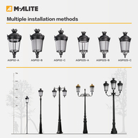 Lampu Taman LED Outdoor Tiang Lampu Taman IP66 Aluminium Die Cast 160lm/w Lampu Lanskap Halaman Jalan Taman