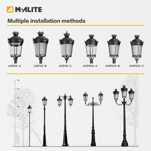 Lanterne <span class=keywords><strong>de</strong></span> <span class=keywords><strong>jardin</strong></span> LED extérieure, lampadaire, IP66, aluminium moulé sous pression, 160 lm/w, pour aménagement paysager, cour, allée, parc - Product Image 4