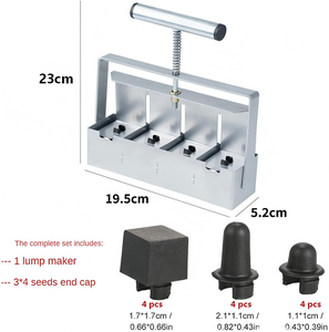 เครื่องทำบล็อกดินโลหะ 4 ช่อง พร้อมฝาครอบบล็อกเมล็ดพันธุ์แบบเปลี่ยนได้ |   เครื่องกดดินทำก้อนด้วยมือสำหรับเพาะเมล็ด - Product Image 2