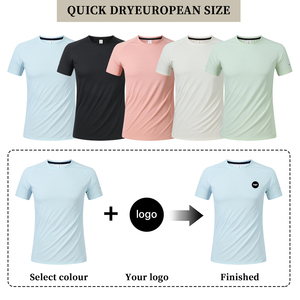 Camiseta Deportiva de Verano para Hombre, 87% Poliéster, 13% Elastano, Lisa, de Secado Rápido, Tejido Elástico, con Logotipo Personalizado - Product Image 3